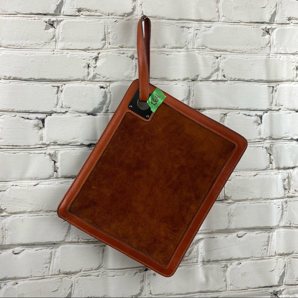 Anne Klein leather and suede camel brown  clutch/wristlet